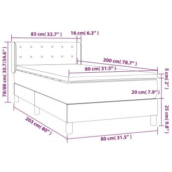 Boxspringbett mit Matratze Dunkelblau 80x200 cm Samt