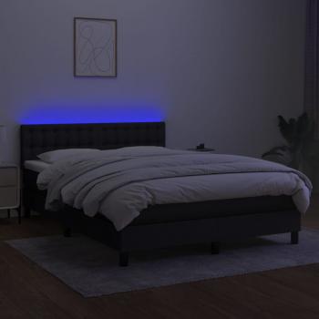 Boxspringbett mit Matratze & LED Schwarz 140x190 cm Stoff