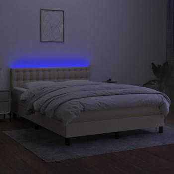 Boxspringbett mit Matratze & LED Creme 140x190 cm Stoff