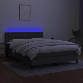 Boxspringbett mit Matratze & LED Dunkelgrau 140x190 cm Stoff