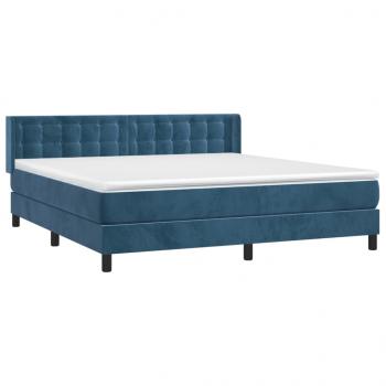 Boxspringbett mit Matratze Dunkelblau 160x200 cm Samt