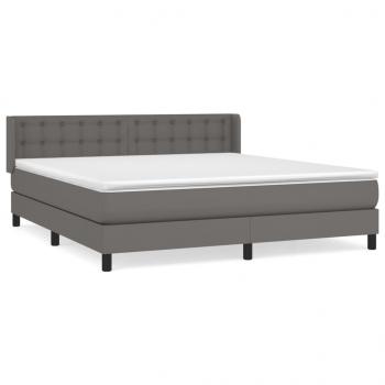 Boxspringbett mit Matratze Grau 160x200 cm Kunstleder