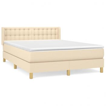 Boxspringbett mit Matratze Creme 140x200 cm Stoff