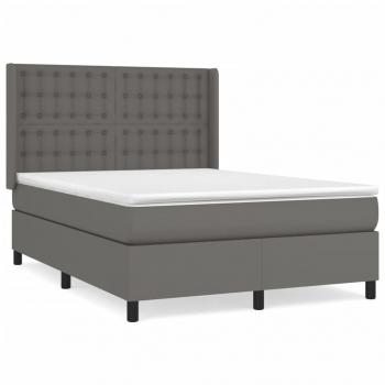 Boxspringbett mit Matratze Grau 140x190 cm Kunstleder