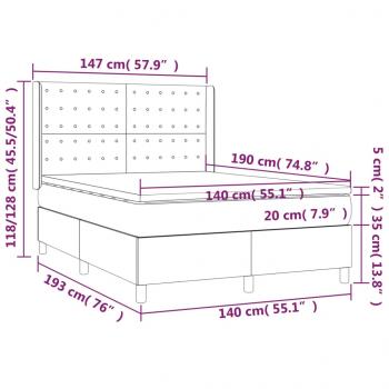 Boxspringbett mit Matratze Weiß 140x190 cm Kunstleder