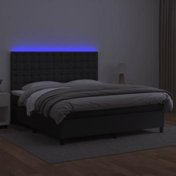 Boxspringbett mit Matratze & LED Schwarz 160x200 cm Kunstleder