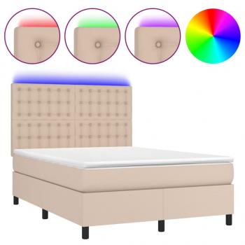 Boxspringbett mit Matratze & LED Cappuccino-Braun 140x200cm