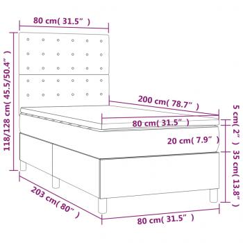 Boxspringbett mit Matratze & LED Schwarz 80x200 cm Samt