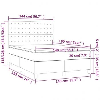 Boxspringbett mit Matratze & LED Rosa 140x190 cm Samt