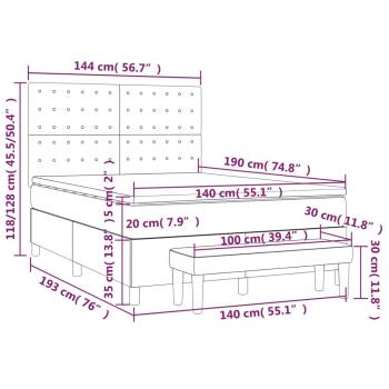 Boxspringbett mit Matratze Dunkelgrau 140x190 cm Stoff