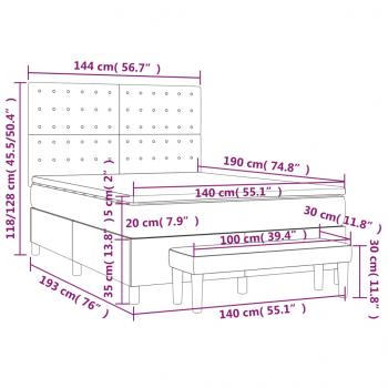 Boxspringbett mit Matratze Schwarz 140x190 cm Stoff