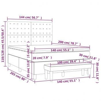 Boxspringbett mit Matratze Hellgrau 140x200 cm Stoff