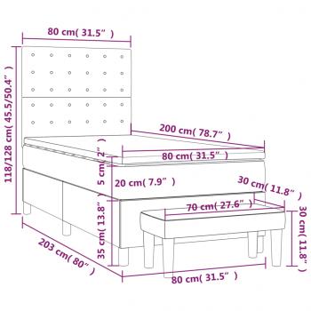 Boxspringbett mit Matratze Weiß 80x200 cm Kunstleder