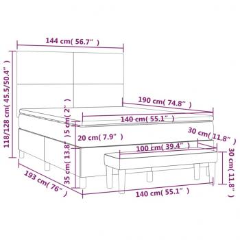 Boxspringbett mit Matratze Dunkelgrau 140x190 cm Samt