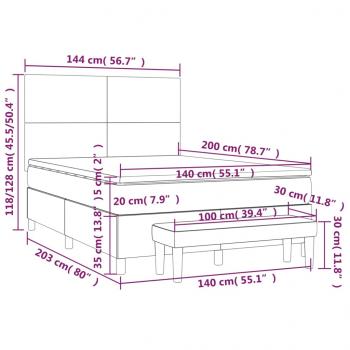 Boxspringbett mit Matratze Dunkelgrau 140x200 cm Samt