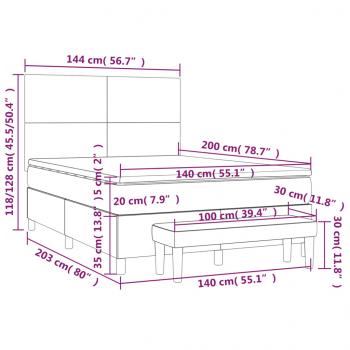 Boxspringbett mit Matratze Hellgrau 140x200 cm Samt