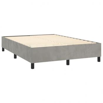 Boxspringbett mit Matratze Hellgrau 160x200 cm Samt