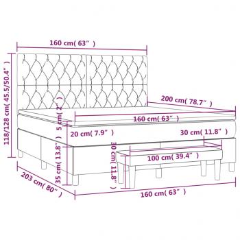 Boxspringbett mit Matratze Hellgrau 160x200 cm Samt