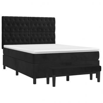 Boxspringbett mit Matratze Schwarz 140x190 cm Samt