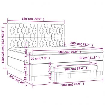 Boxspringbett mit Matratze Dunkelgrau 180x200 cm Samt