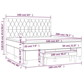 Boxspringbett mit Matratze Dunkelblau 160x200 cm Samt