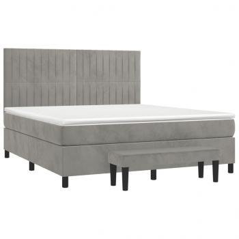 Boxspringbett mit Matratze Hellgrau 180x200 cm Samt