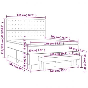 Boxspringbett mit Matratze Dunkelgrau 140x200 cm Samt