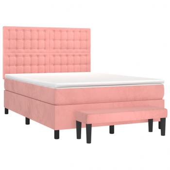 Boxspringbett mit Matratze Rosa 140x190 cm Samt