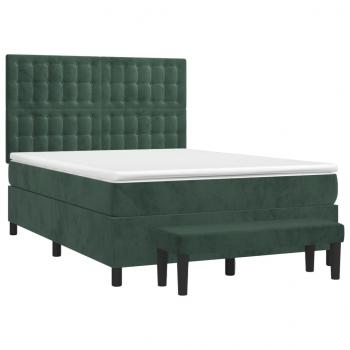 Boxspringbett mit Matratze Dunkelgrün 140x190 cm Samt