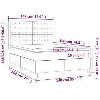 Boxspringbett mit Matratze & LED Blau 140x190 cm Stoff