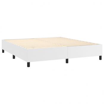 Boxspringbett mit Matratze & LED Weiß 160x200 cm Kunstleder