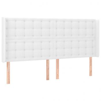 Boxspringbett mit Matratze & LED Weiß 160x200 cm Kunstleder