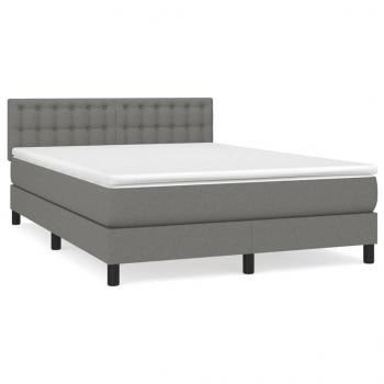 Boxspringbett mit Matratze Dunkelgrau 140x200 cm Stoff