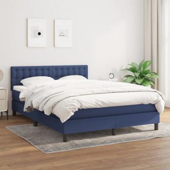 ARDEBO.de - Boxspringbett mit Matratze Blau 140x200 cm Stoff