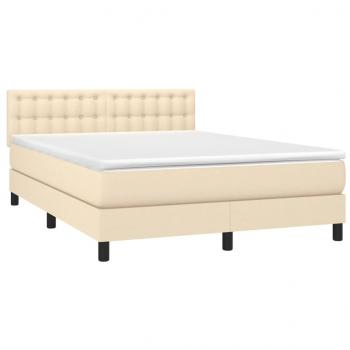 Boxspringbett mit Matratze Creme 140x190 cm Stoff