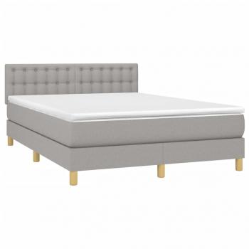 Boxspringbett mit Matratze Hellgrau 140x200 cm Stoff