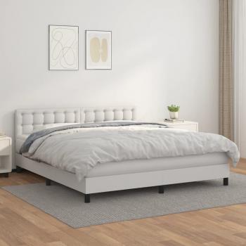 ARDEBO.de - Boxspringbett mit Matratze Weiß 160x200 cm Kunstleder