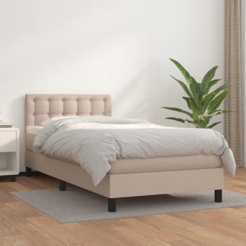 ARDEBO.de - Boxspringbett mit Matratze Cappuccino-Braun 90x200cm Kunstleder