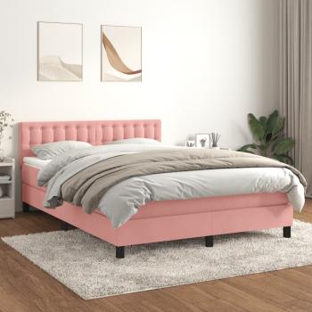 ARDEBO.de - Boxspringbett mit Matratze Rosa 140x200 cm Samt