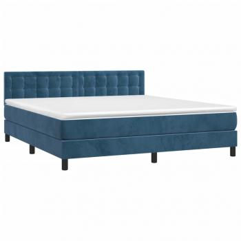 Boxspringbett mit Matratze Dunkelblau 160x200 cm Samt