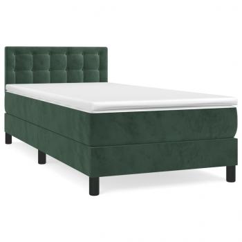 Boxspringbett mit Matratze Dunkelgrün 90x190 cm Samt