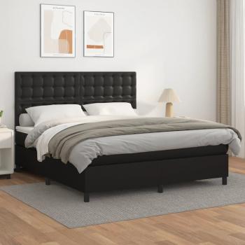 ARDEBO.de - Boxspringbett mit Matratze Schwarz 160x200 cm Kunstleder