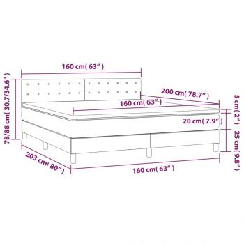 Boxspringbett mit Matratze Grau 160x200 cm Kunstleder