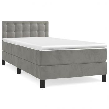 Boxspringbett mit Matratze Hellgrau 80x200 cm Samt