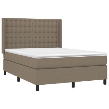 Boxspringbett mit Matratze & LED Taupe 140x200 cm Stoff