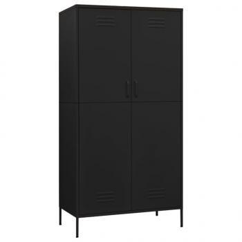 Kleiderschrank Schwarz 90x50x180 cm Stahl   