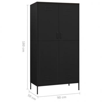 Kleiderschrank Schwarz 90x50x180 cm Stahl   