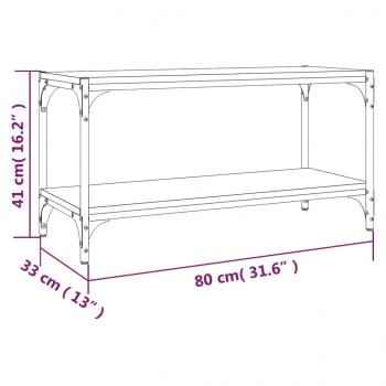 TV-Schrank Räuchereiche 80x33x41 cm Holzwerkstoff und Stahl