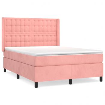 Boxspringbett mit Matratze Rosa 140x200 cm Samt