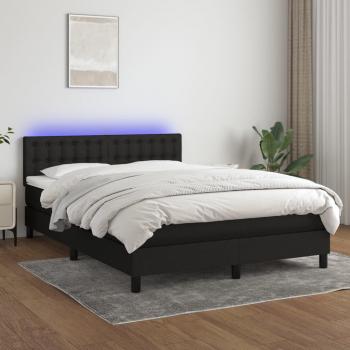 ARDEBO.de - Boxspringbett mit Matratze & LED Schwarz 140x200 cm Stoff